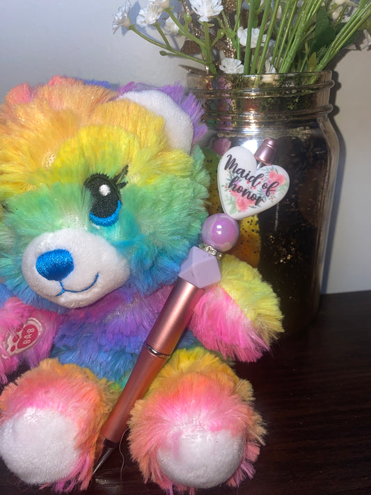 Maid of honor wedding heart handmade beaded pen