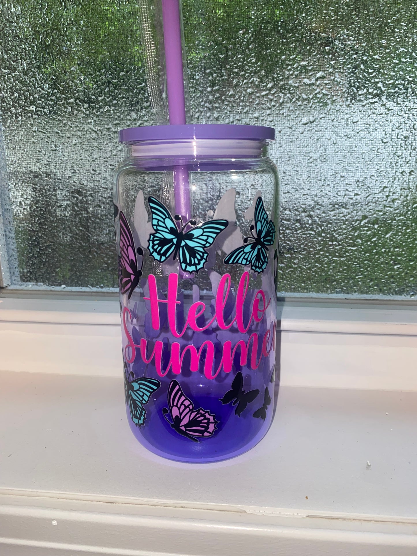 Hello summer purple 16oz Libby cup