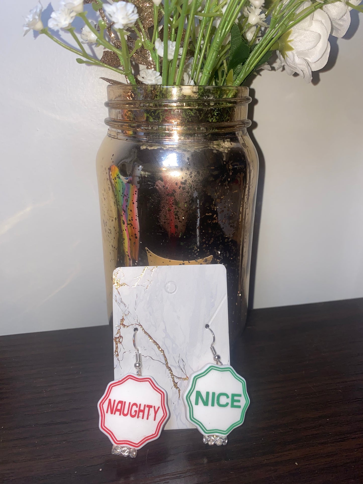 Naughty nice handmade silicone earrings
