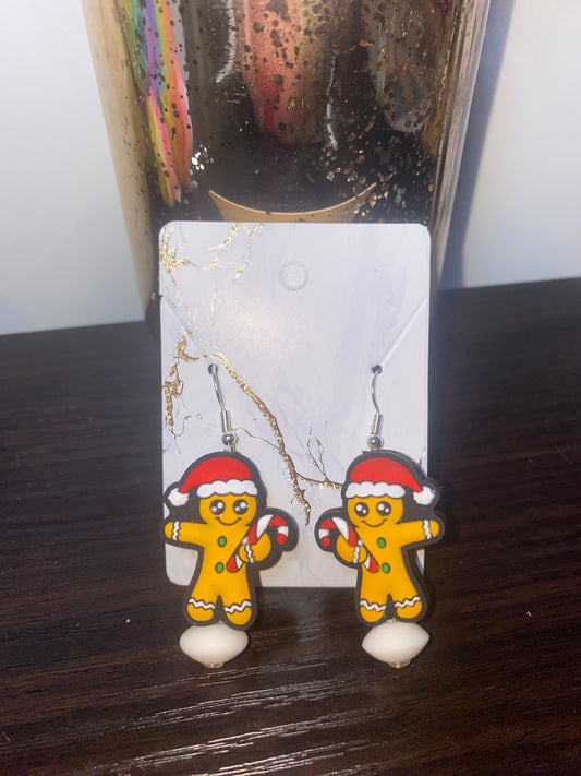 Gingerbread man handmade silicone earrings