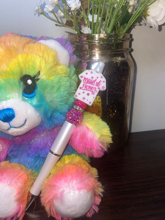 Maid of honor wedding handmade beaded pen