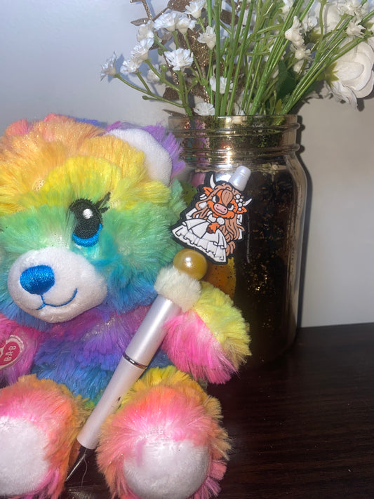 Heifer cow bride western handmade beaded pen