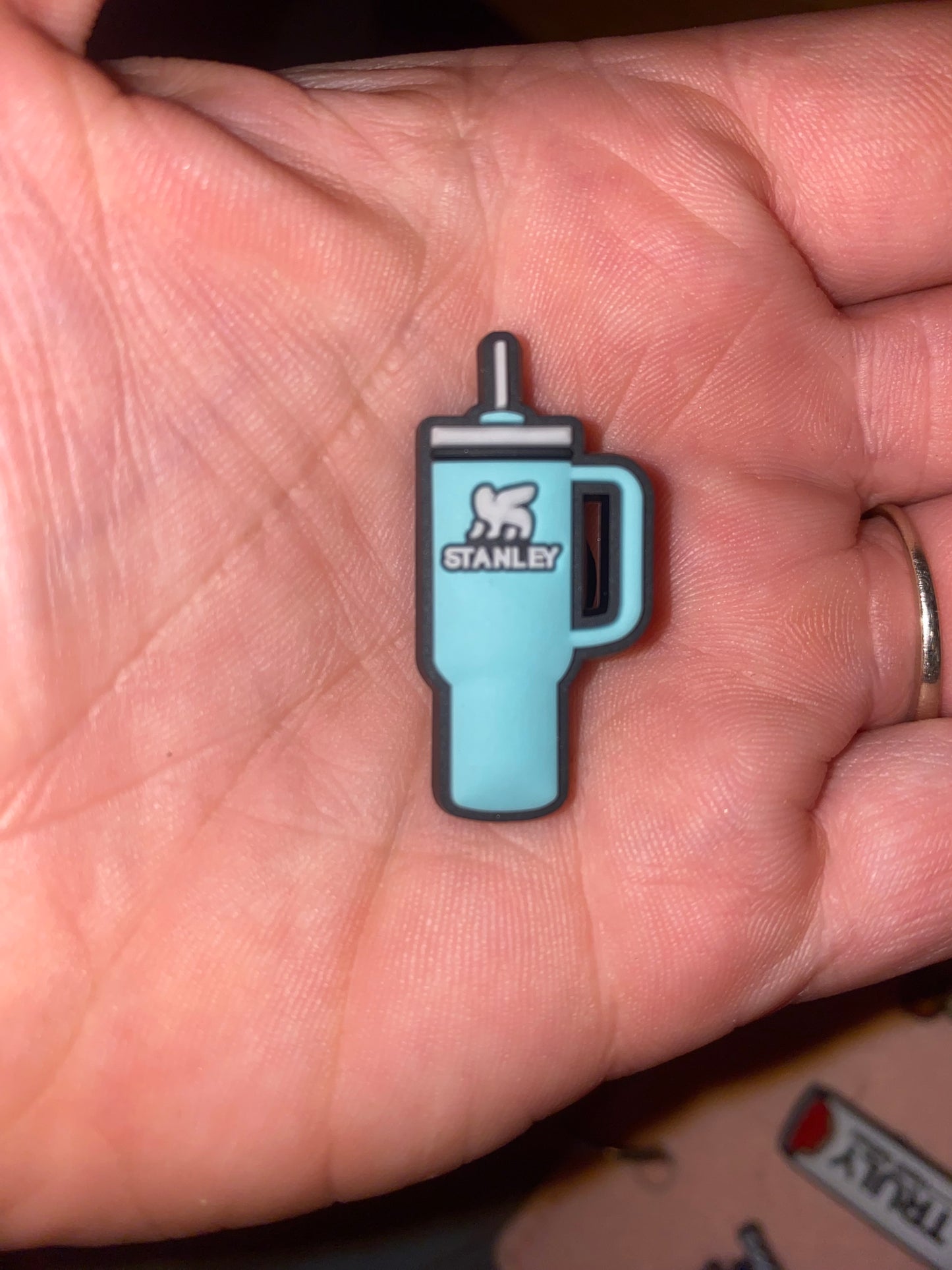 Drink tumbler light blue viral shoe charm