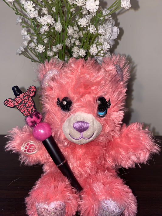 Pink n black cow head beaded Pen