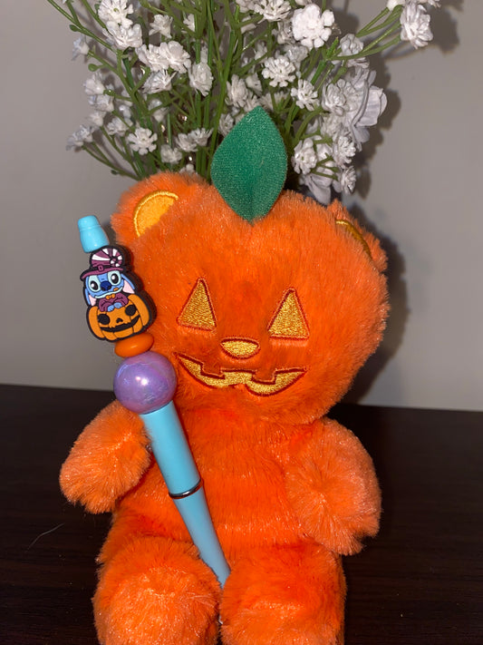 Blue alien pumpkin beaded Pen
