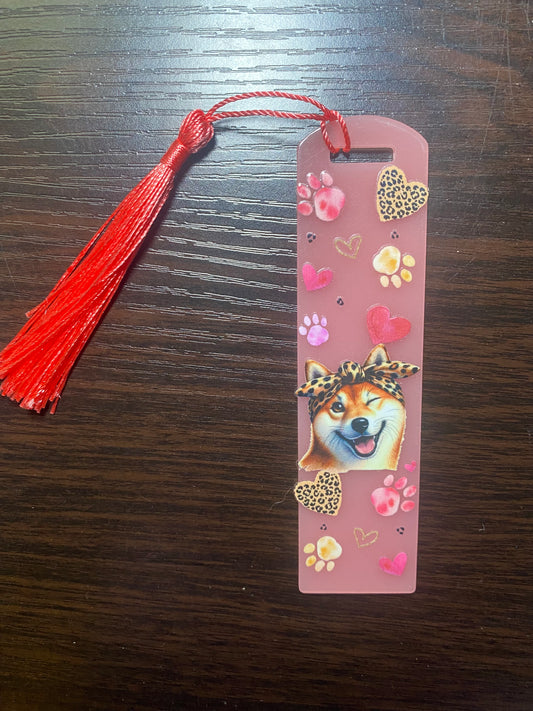 Pink dog book mark