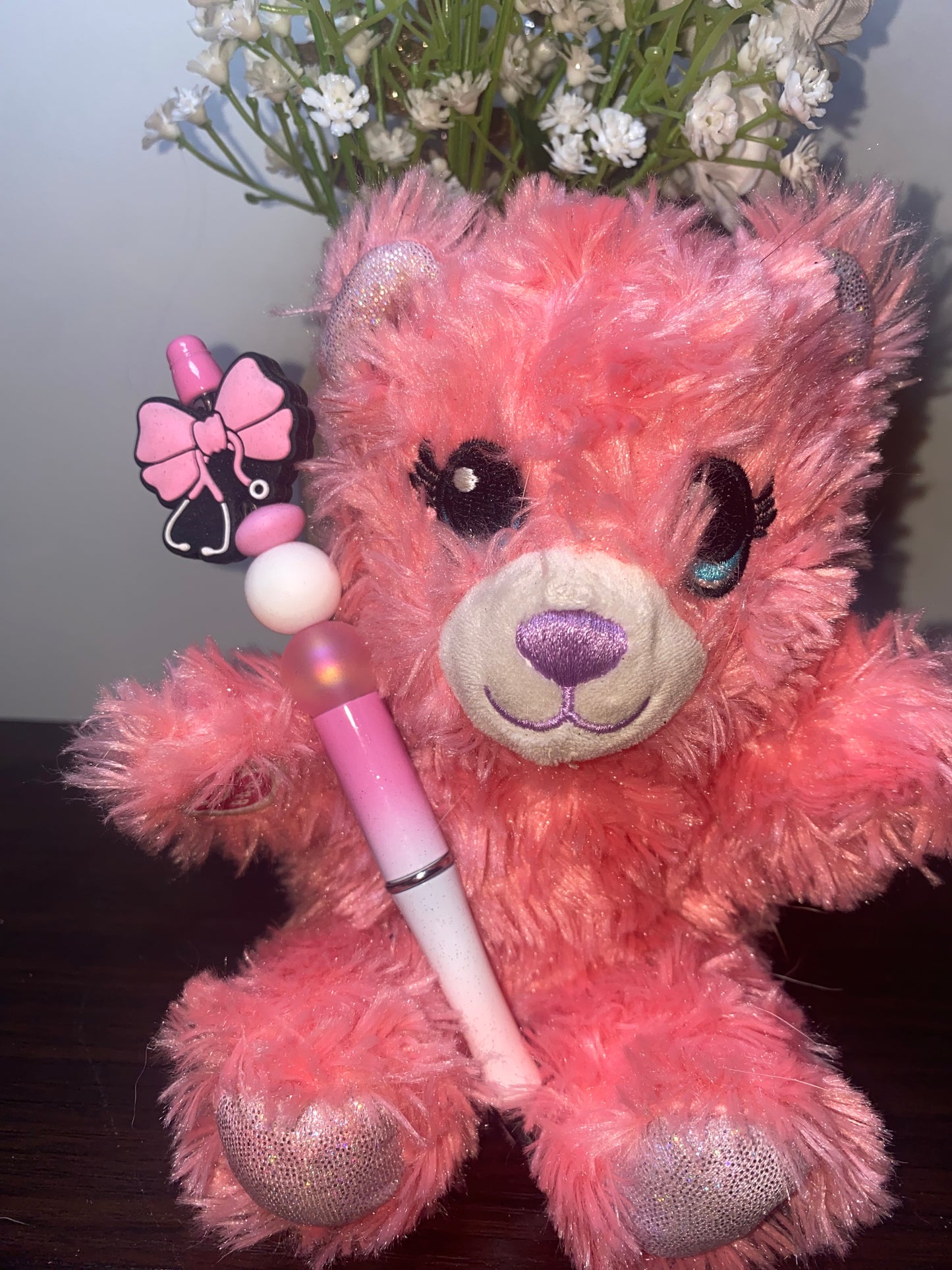 Nurse bow stethoscope  pink￼beaded Pen