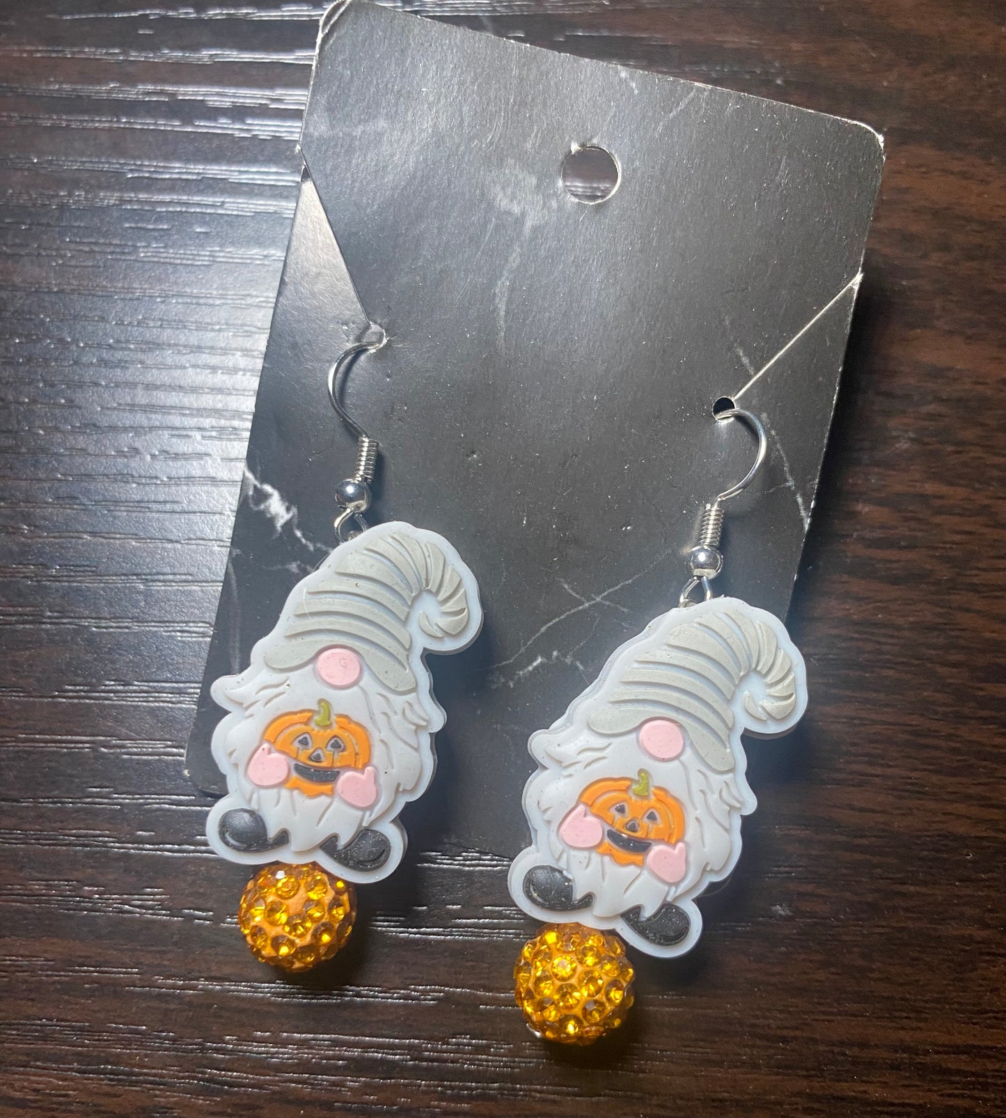 Ear rings silicone pumpkin gray gnome