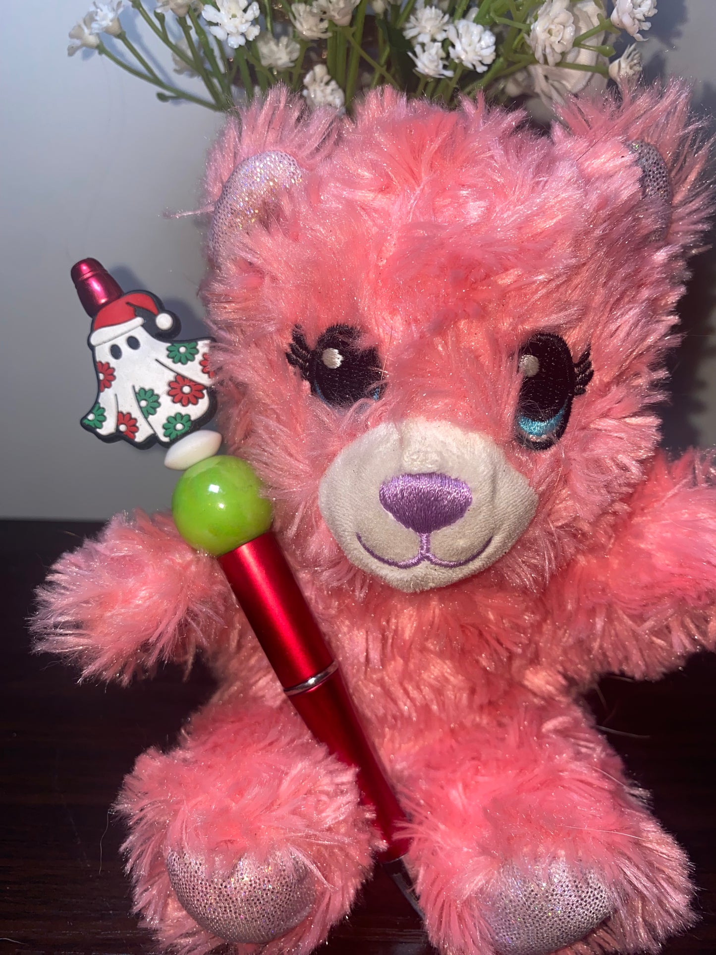 Floral flower Christmas ghost holiday beaded Pen