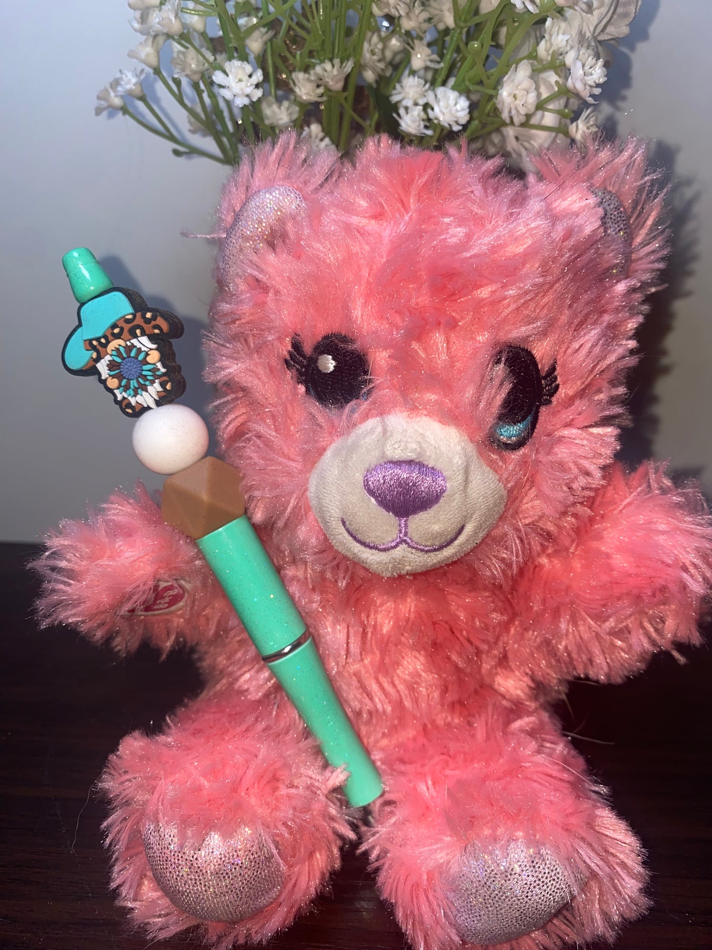 Western gnome teal hippy beaded Pen