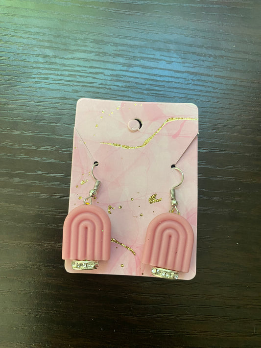 Boho pink silicone ear rings