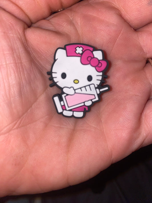 Nurse HK needle shot pink shoe charm