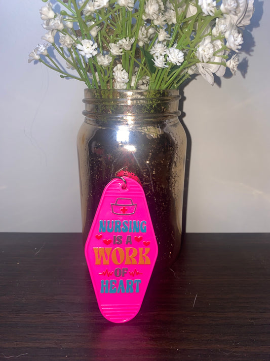 Nurse work pink Motel key chain
