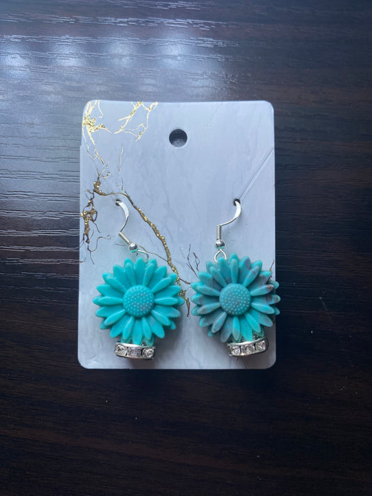 Blue flower silicone ear rings