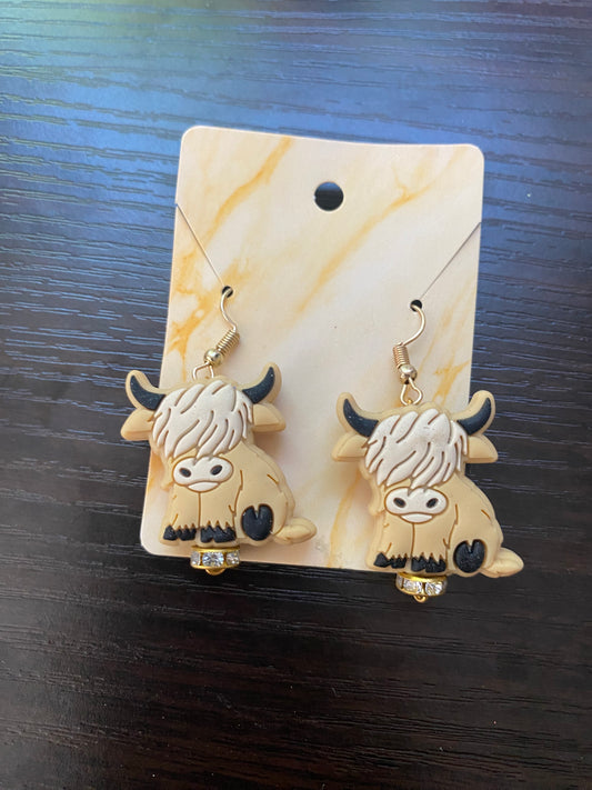 Highland cow silicone ear rings